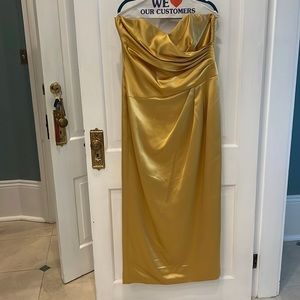 Strapless polyester evening gown